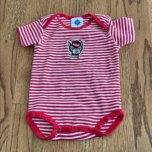 NC State Wolfpack Red and White Striped Kids Onesie